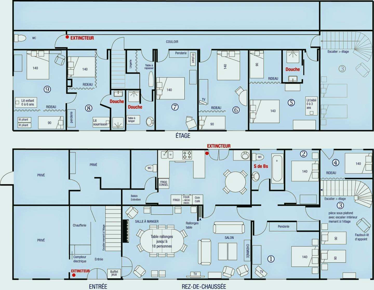 Plan de maison 7 chambres