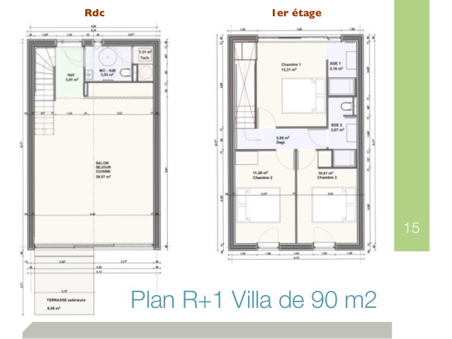 Plan de maison 90m2 a etage