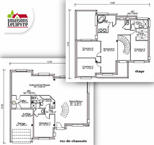 Plan de maison à deux niveau
