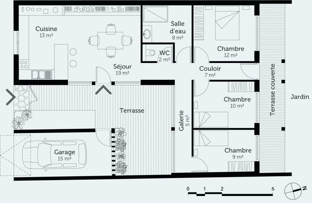 Plan de maison moderne duplex