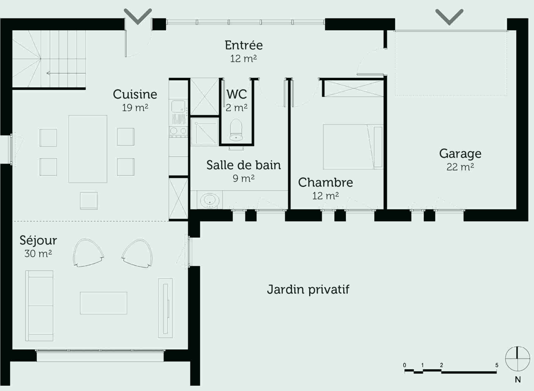 Plan maison 2 chambres mezzanine