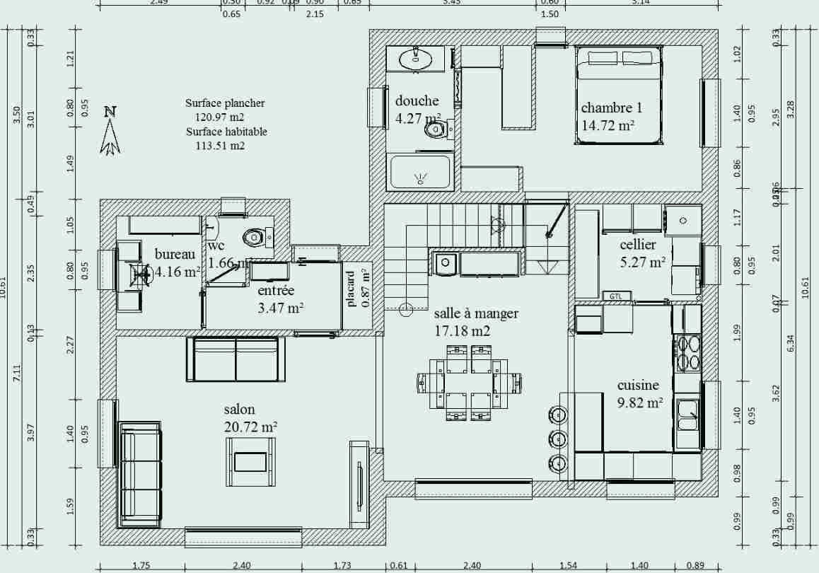 Plan de maison de 50m2