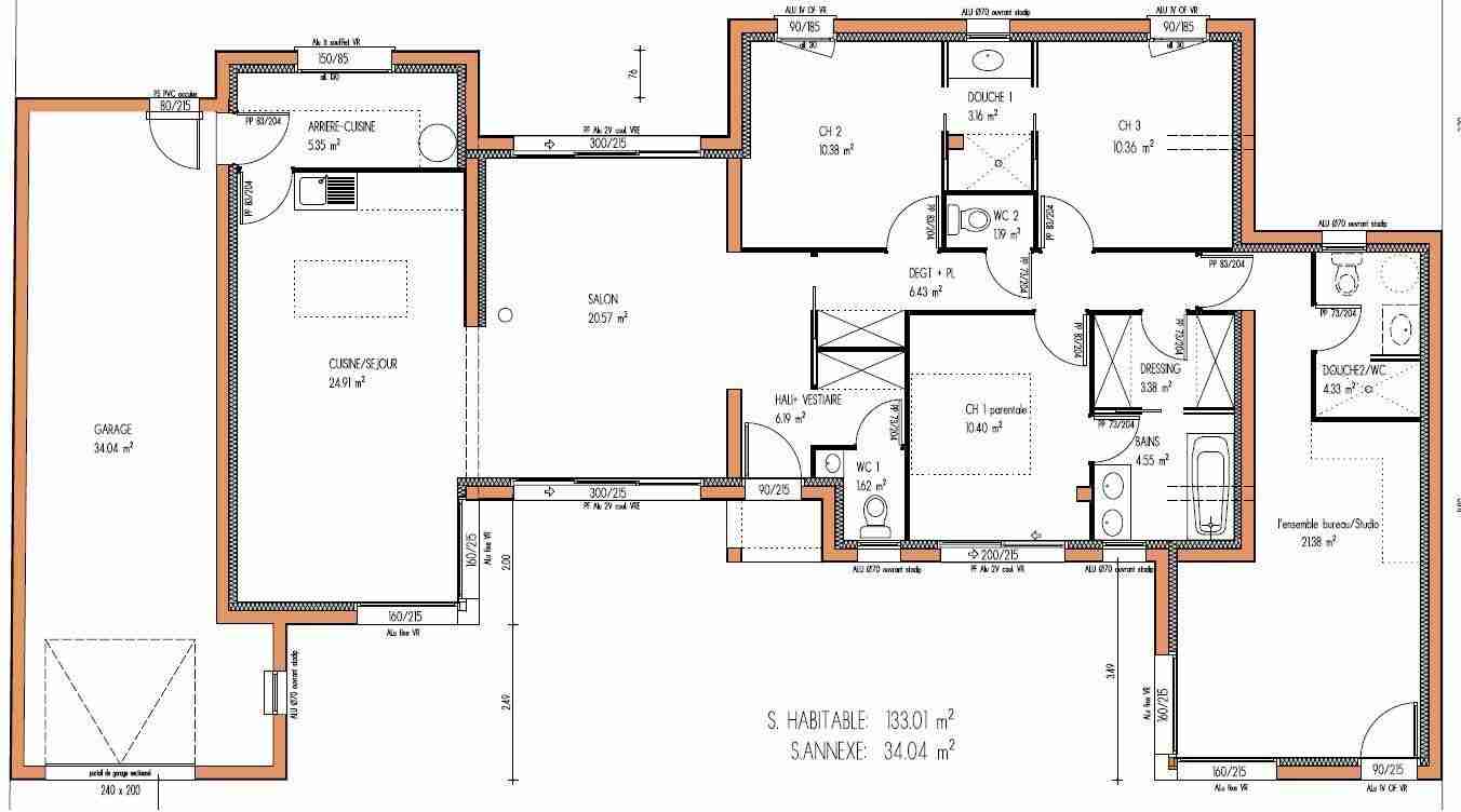 Plan de maison contemporaine à toit plat et plein pied