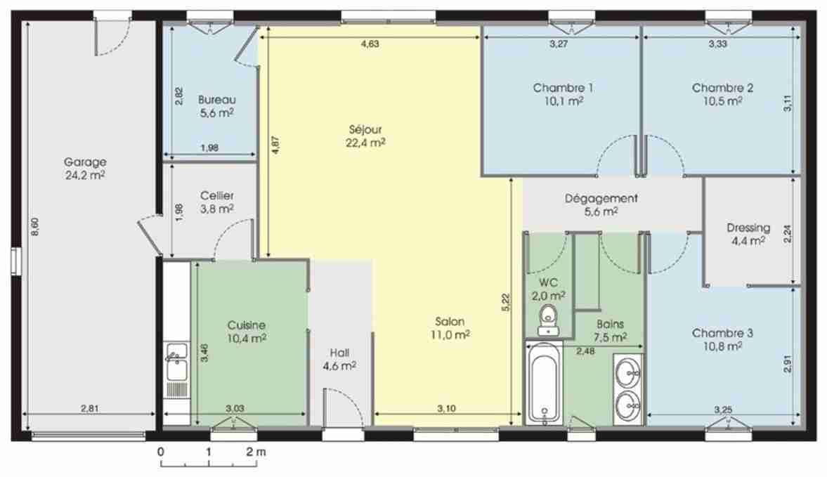 Plan de maison plain pied 4 chambres pdf