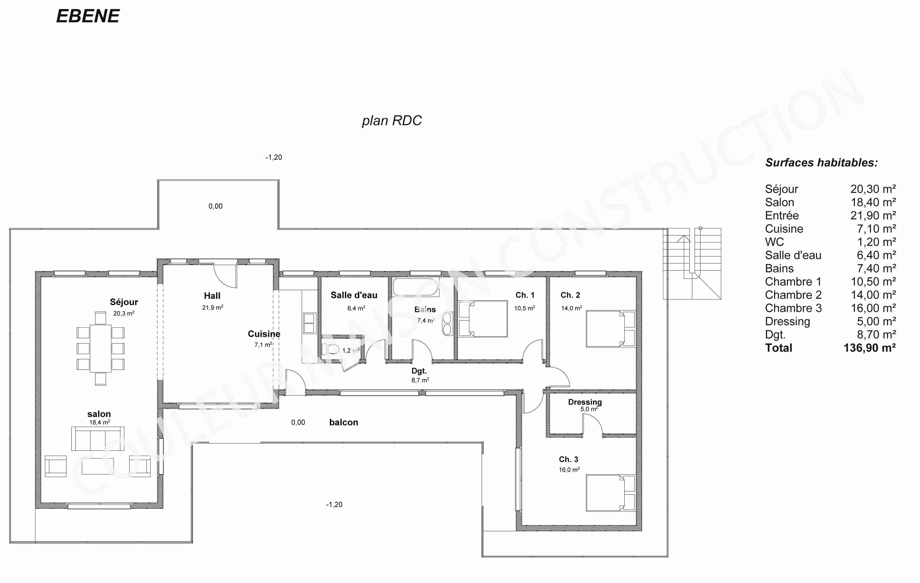 Plan maison architecte 120m2