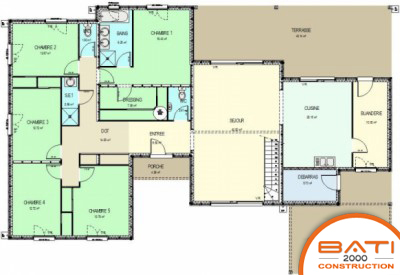 Plan de maison 5 chambres