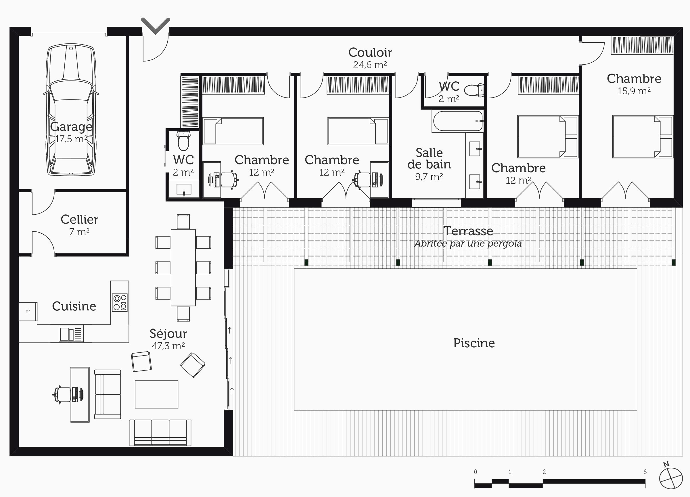 Plan de grande maison familiale