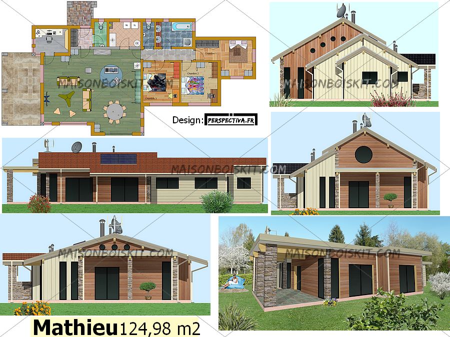 Plan de maison pierre et bois