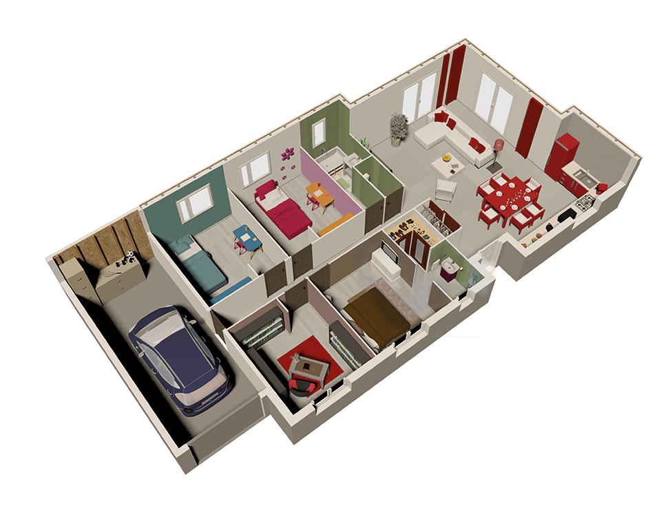 Plan interieur de maison en bois