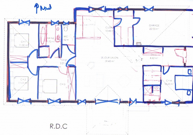 Plan de maison plein sud