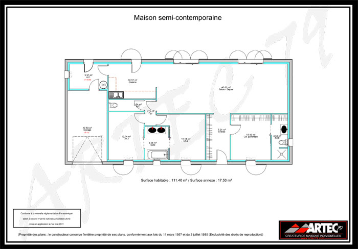 Plan de maison contemporaine 100m2