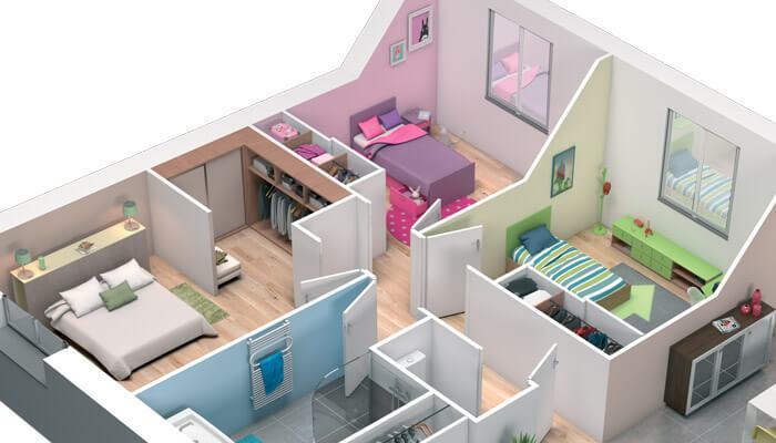 Plan de maison 3d plain pied gratuit