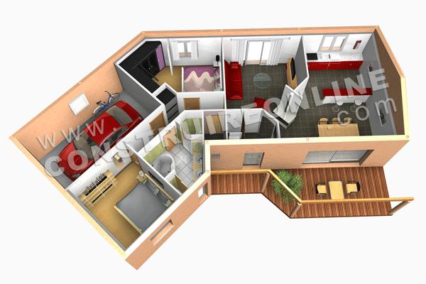 Plan de maison en v 3d
