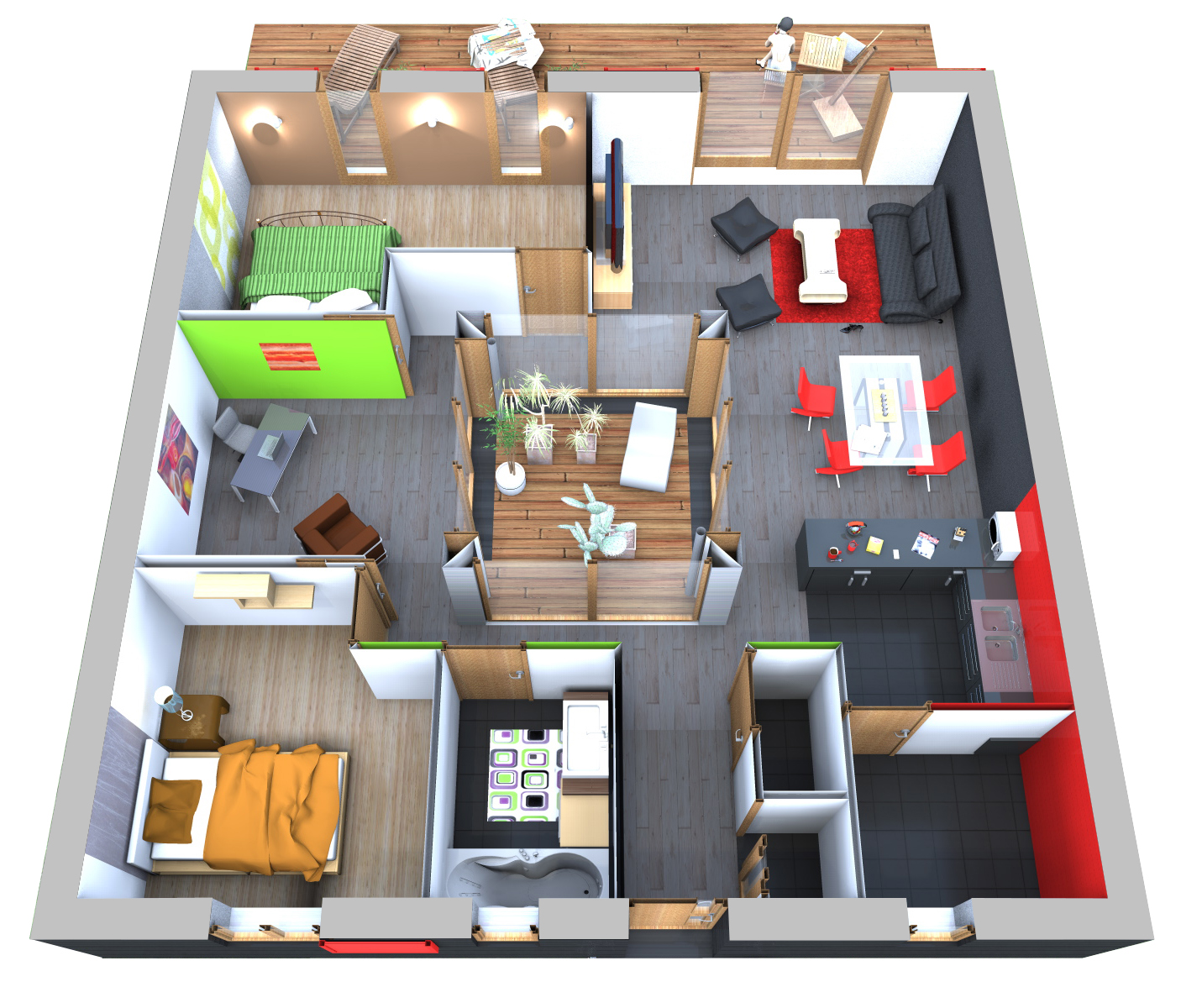 Plan de maison simple avec terrasse