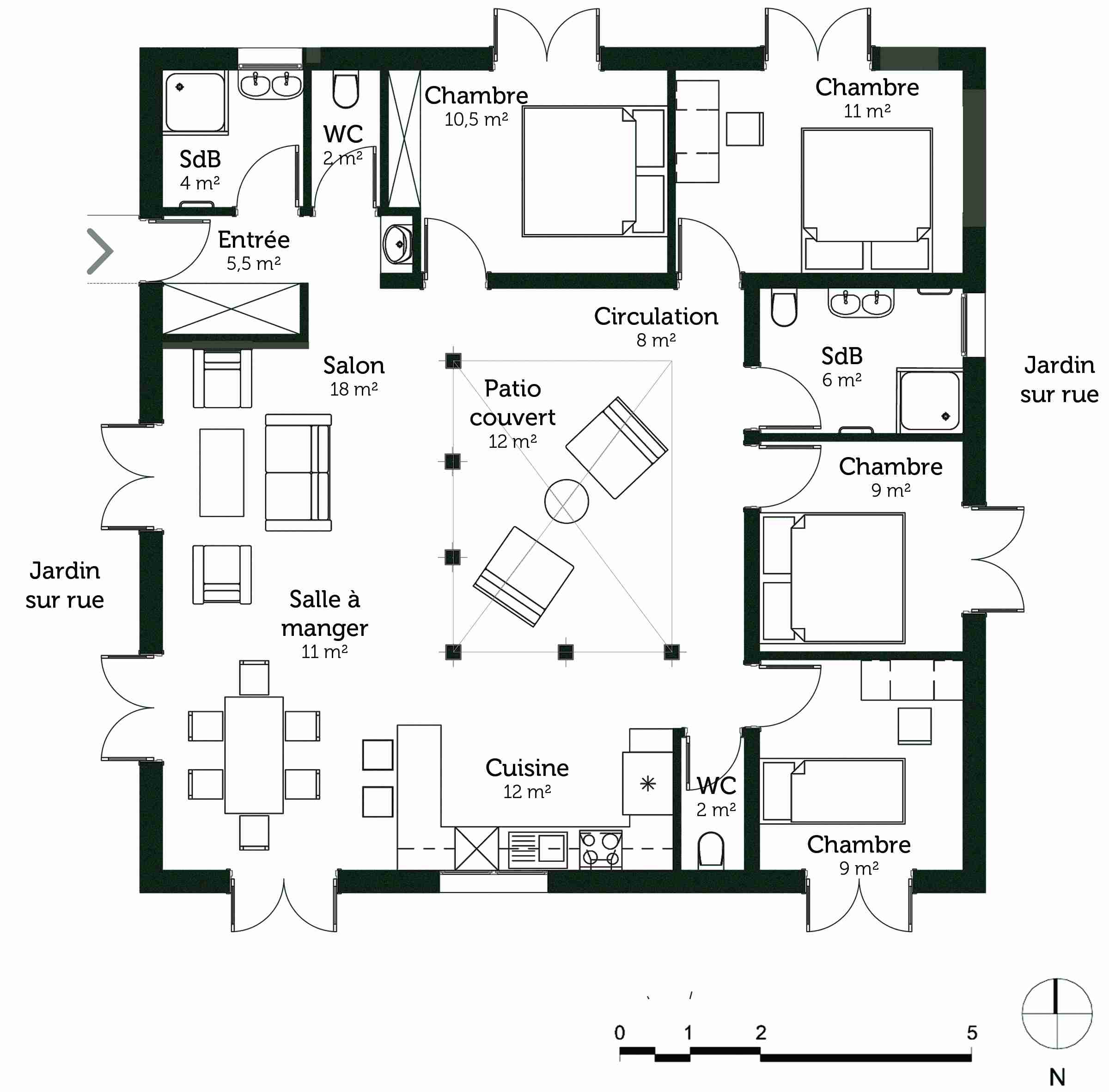 Plan maison plein pied carré