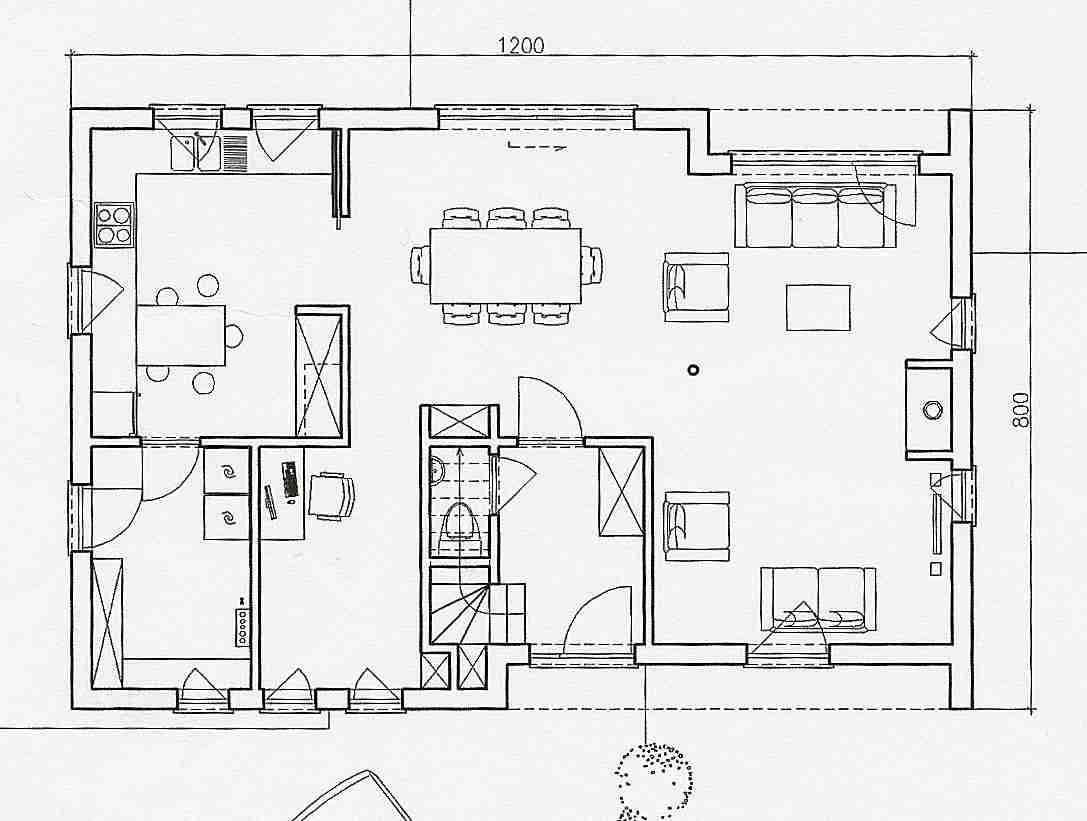 Plan interieur de maison en l