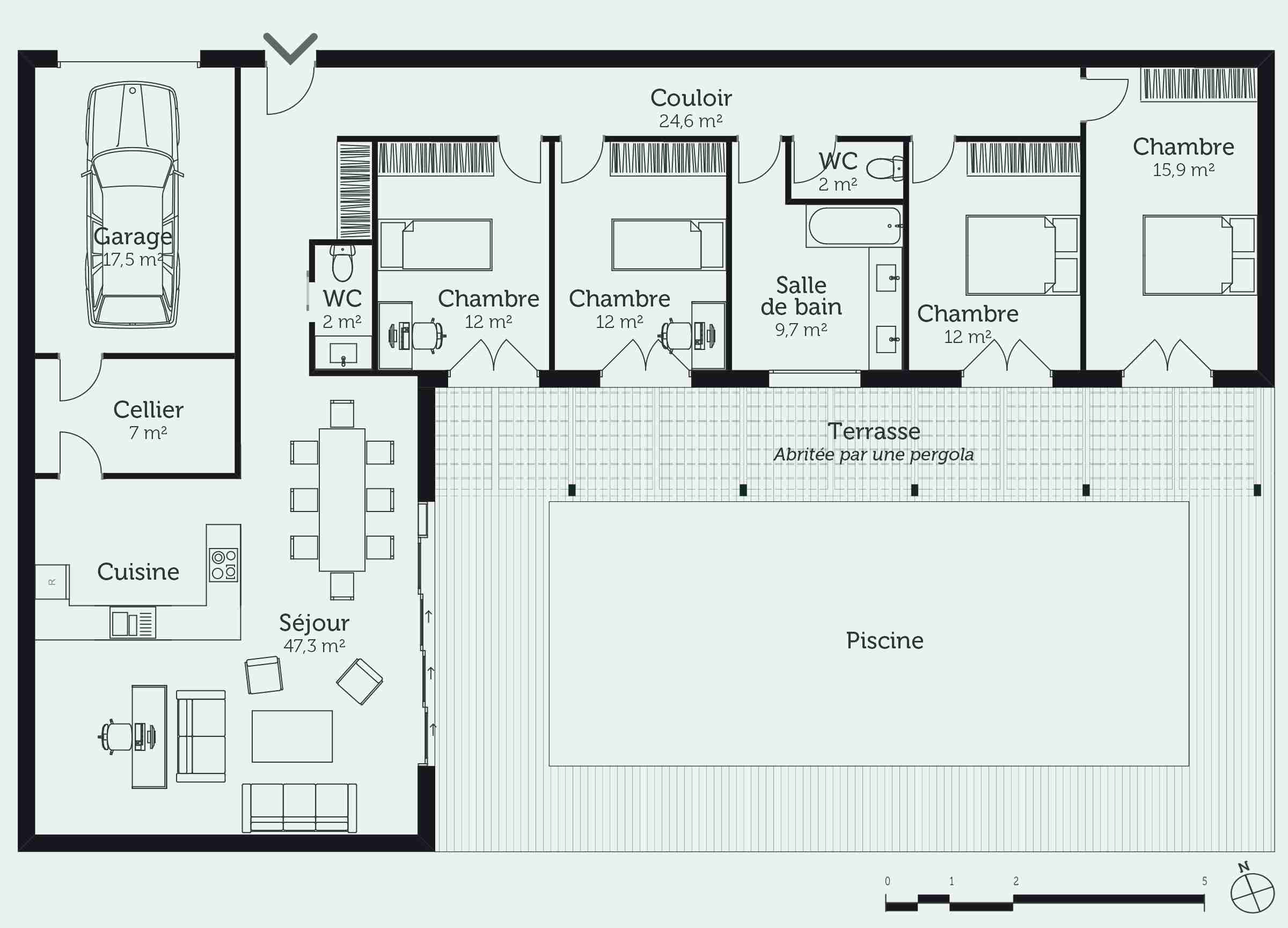 Plan de maison avec chambre