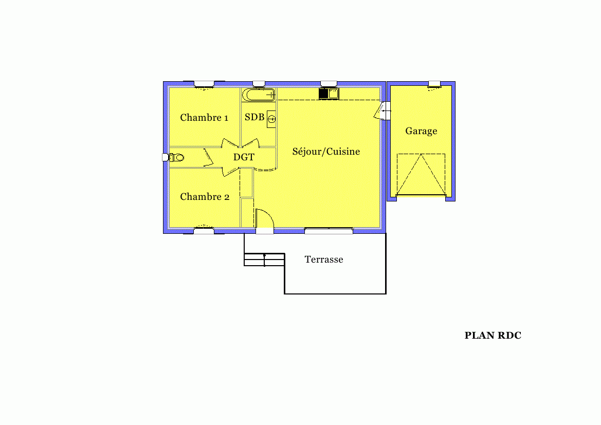 Plan de maison de 70m2 plain pied sans garage
