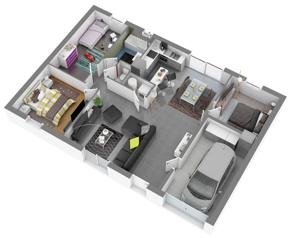 Plan de maison plain pied droite