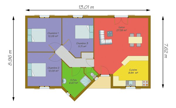 Plan de maison 95m2