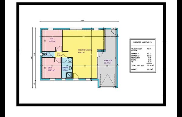 Plan de maison plein pieds avec garage