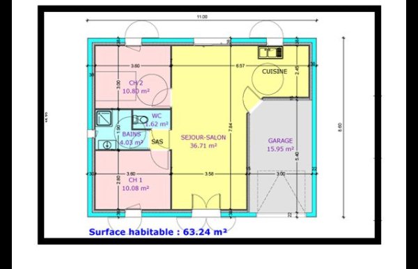 Plan de maison deux chambre