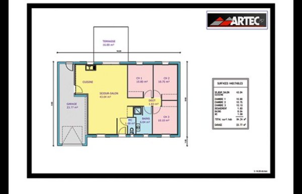 Plan de maison plain pied avec dressing