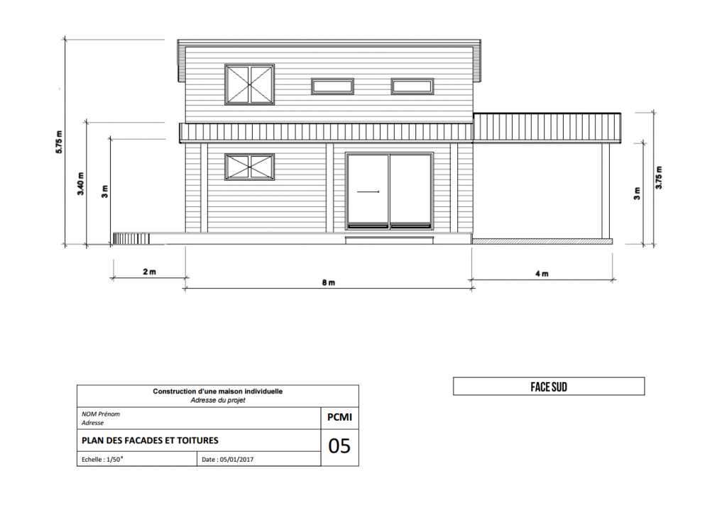 Plan facade de maison
