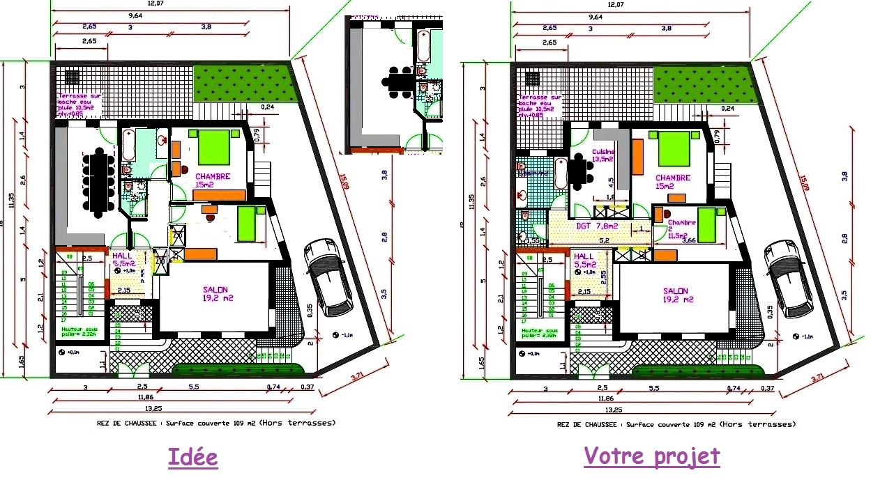Plan de maison andalouse avec patio