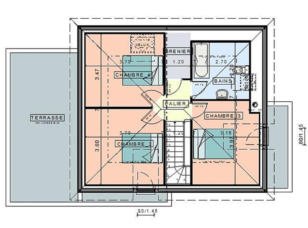 Exemple de plan de maison 3 chambres etage