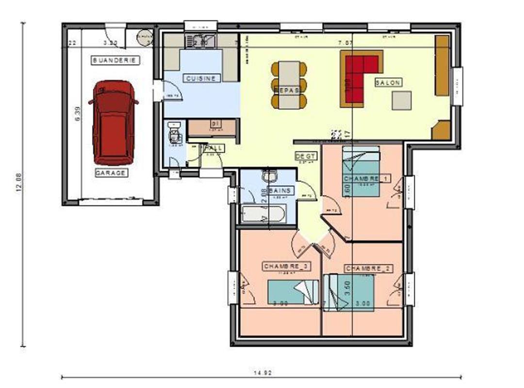 Plan de maison semi plain pied