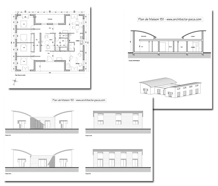 Plan de facade maison plain pied