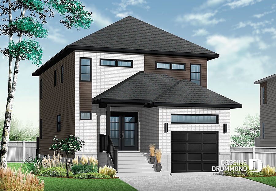 Plan de maison contemporaine avec garage