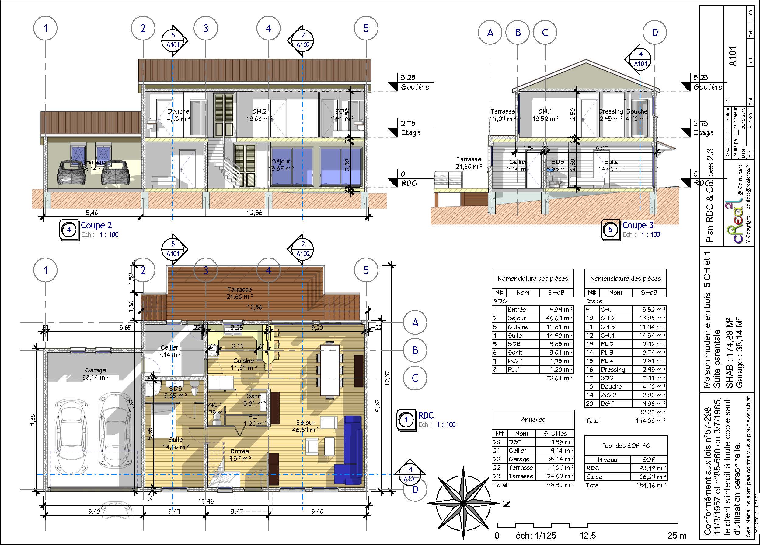 Plan maison 4 chambres garage double