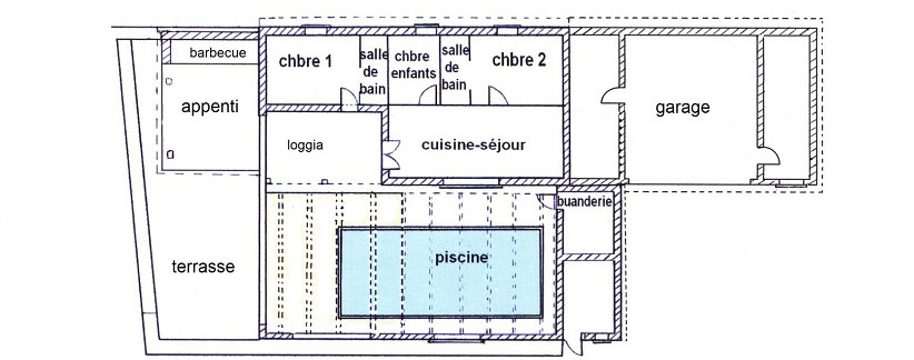 Plan de maison avec piscine couverte