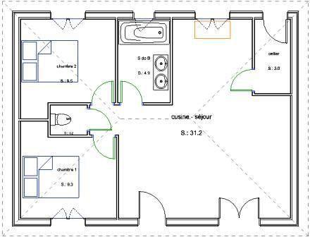 Plan de maison gratuit deux chambres