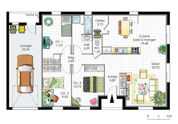 Plan de grande maison américaine