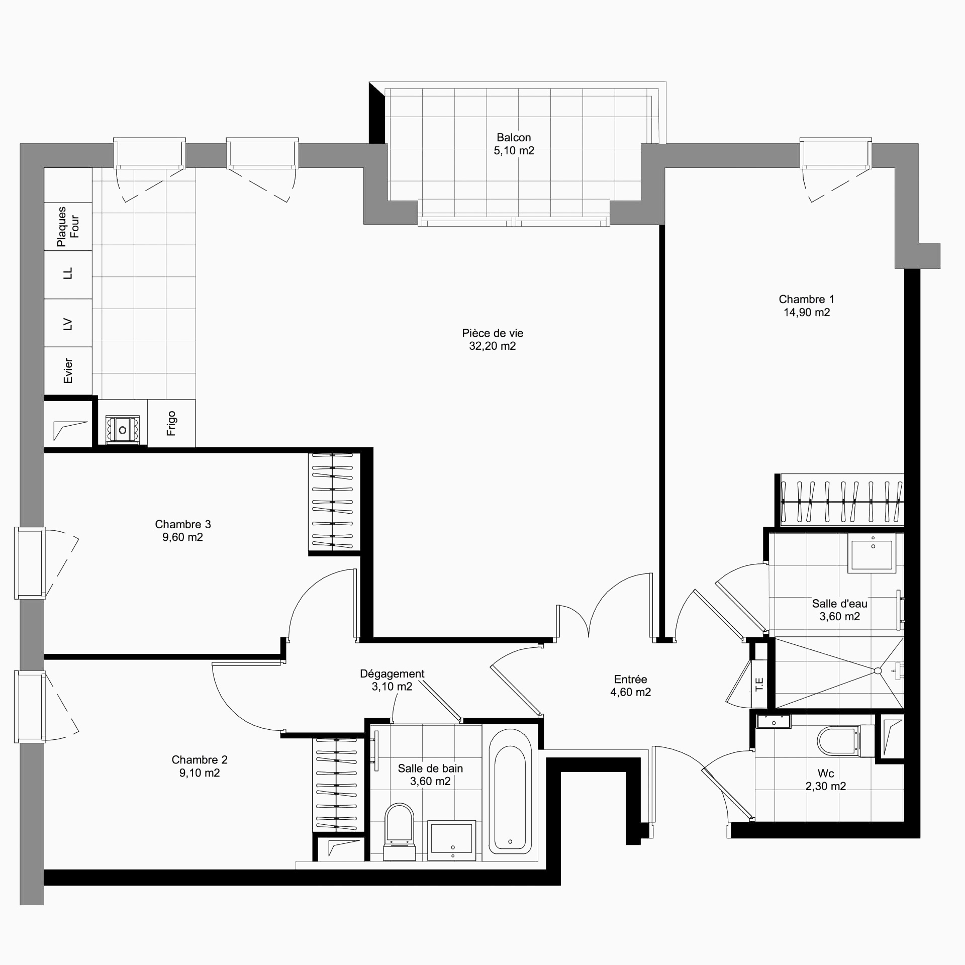 Plan de maison 64 m2