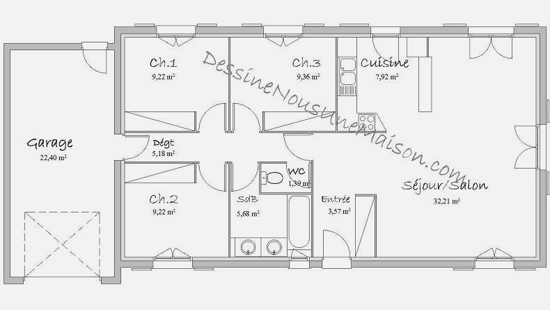 Plan de maison plain pied 120 a 150m2