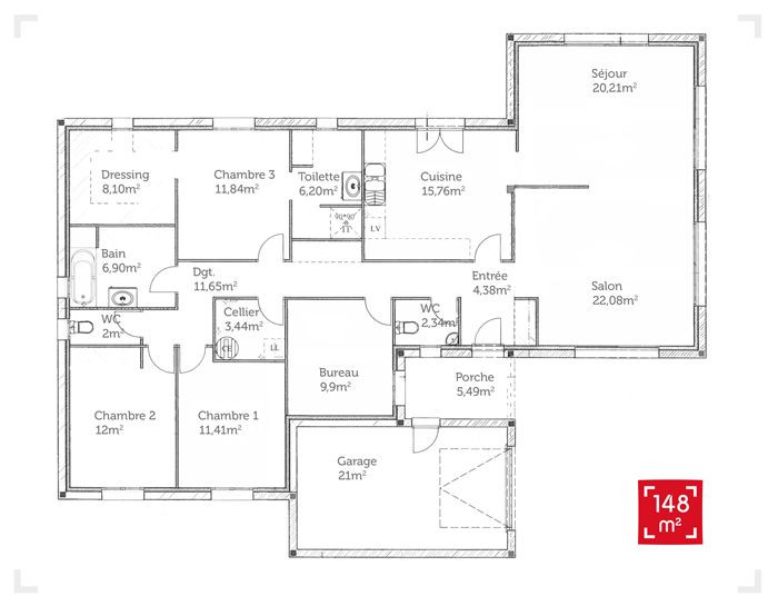 Plan de maison de 44m2