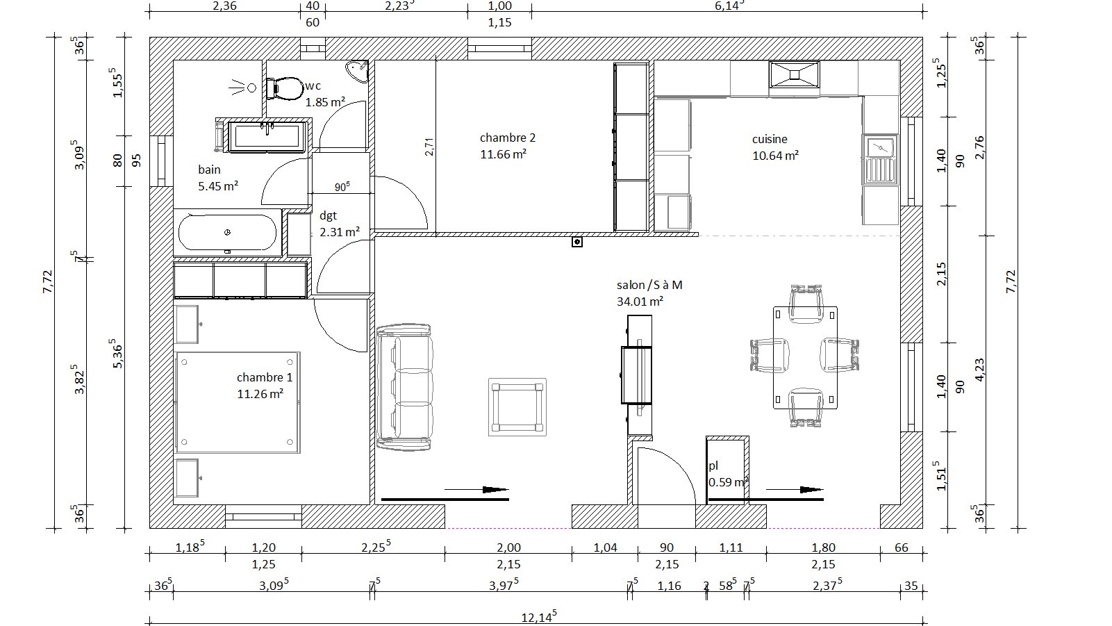 Plan de maison 04 chambres