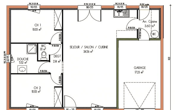 Plan architecte maison 2 chambres