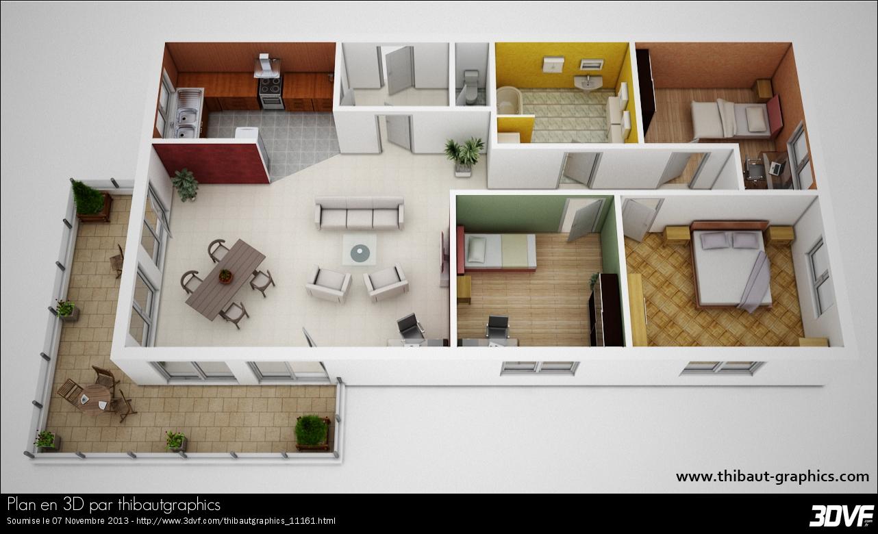 Plan de maison simple en 3d