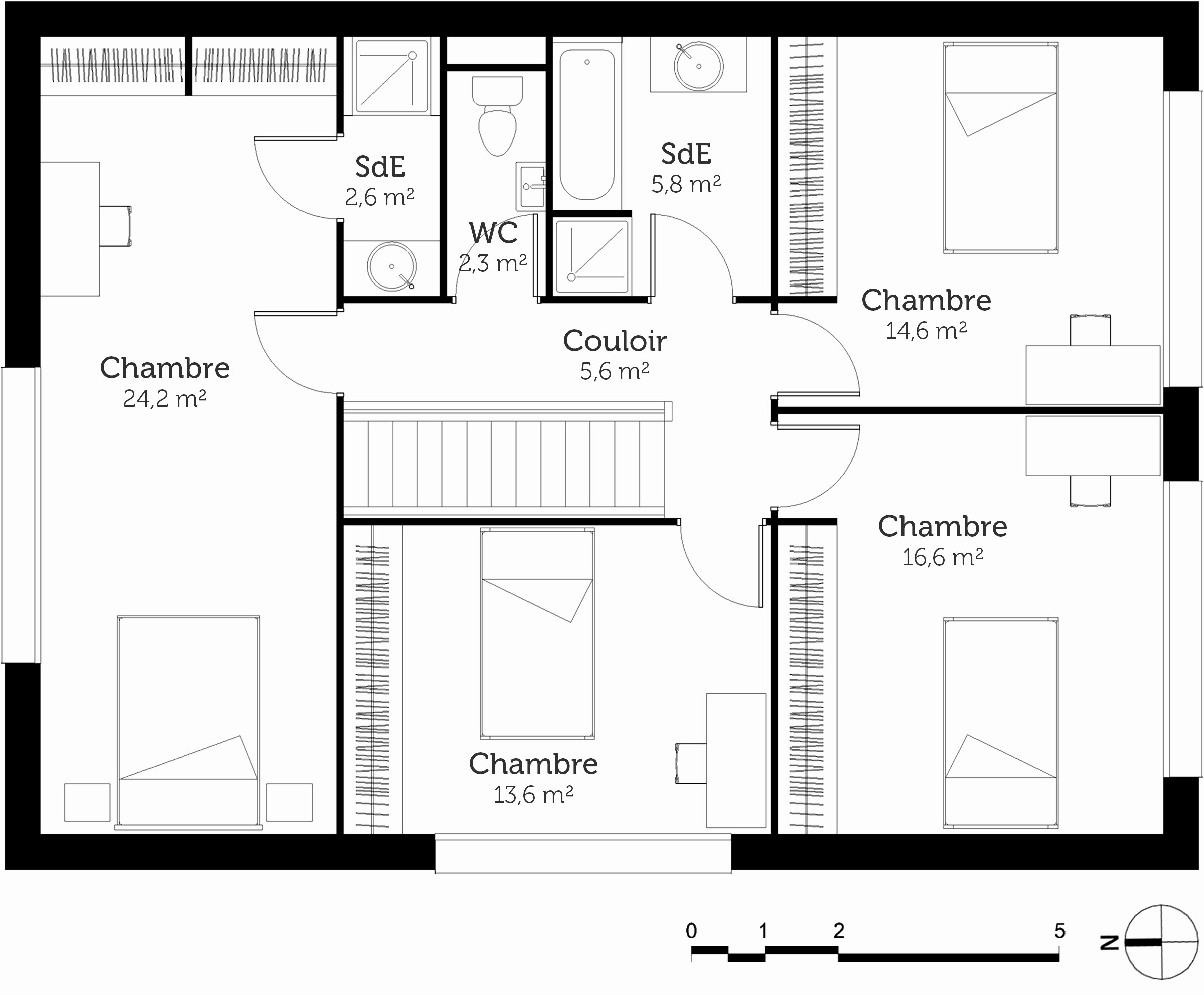 Plan de maison de 50m2 avec etage