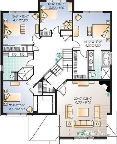 Plan de maison 5 chambres etage