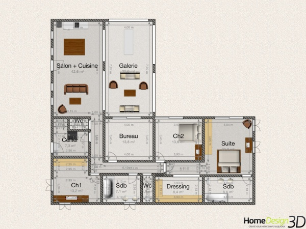 Plan de maison de 170m2