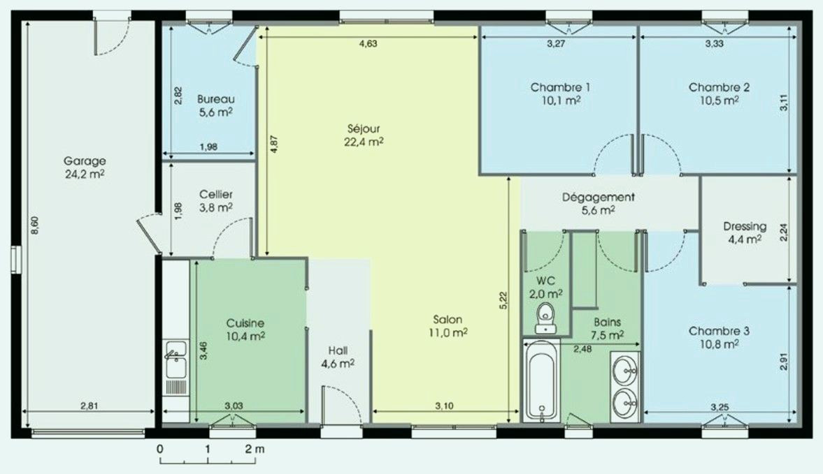 Plan de maison plain pieds