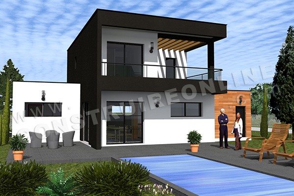 Plan de maison cube contemporaine