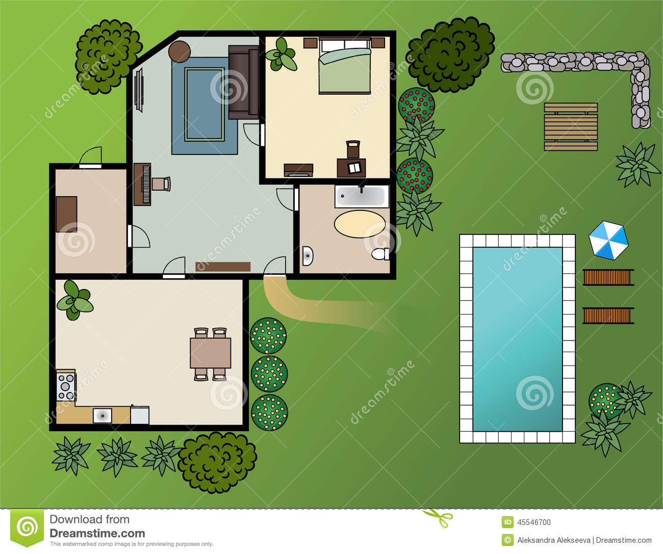 Plan de maison avec meuble
