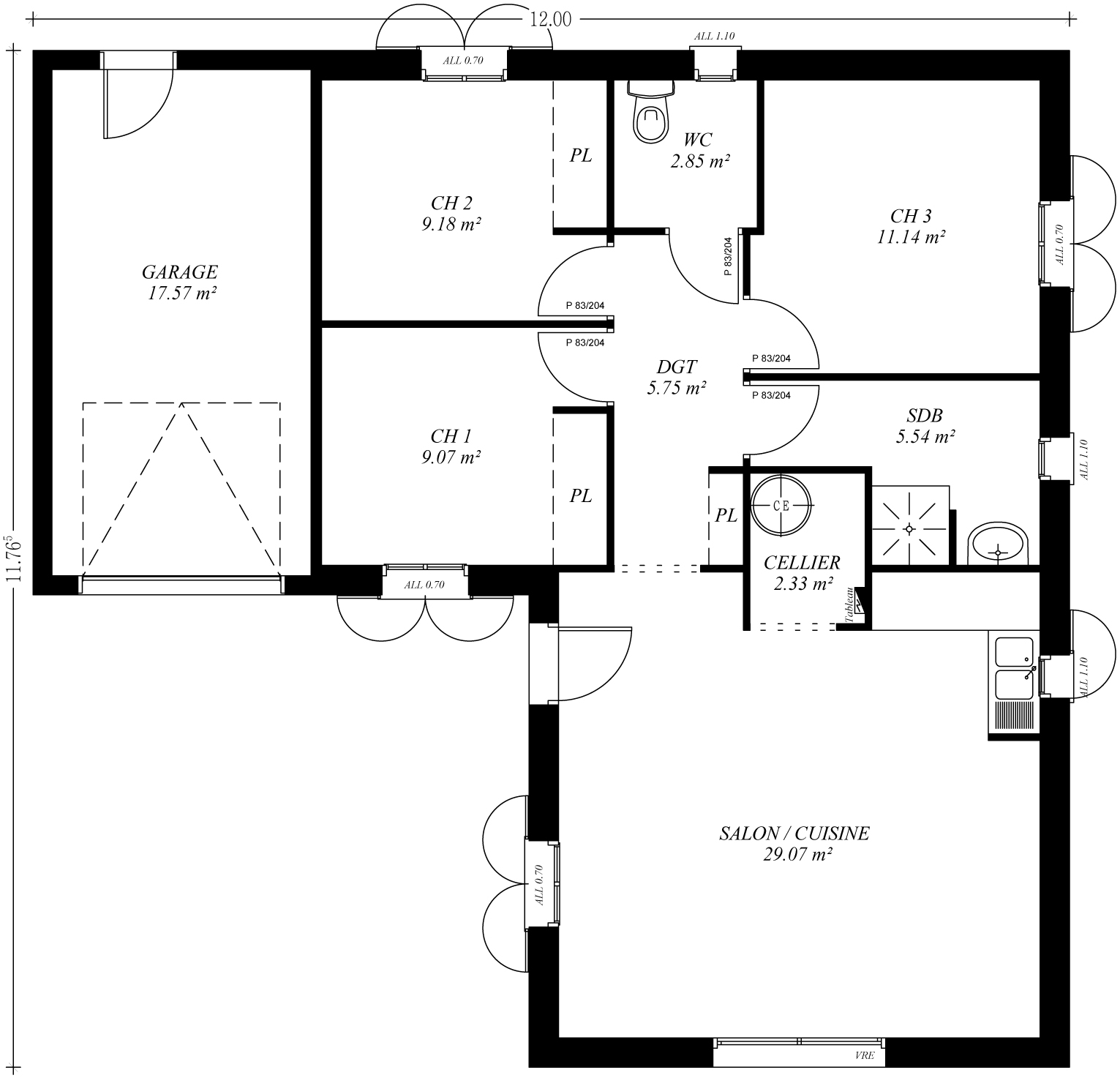 Plan de maison plain p